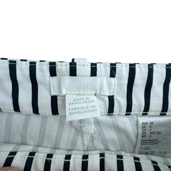 H&M Pinstripe Ankle Black and White/Striped Trouser Dress Pants Work Business - Picture 9 of 12